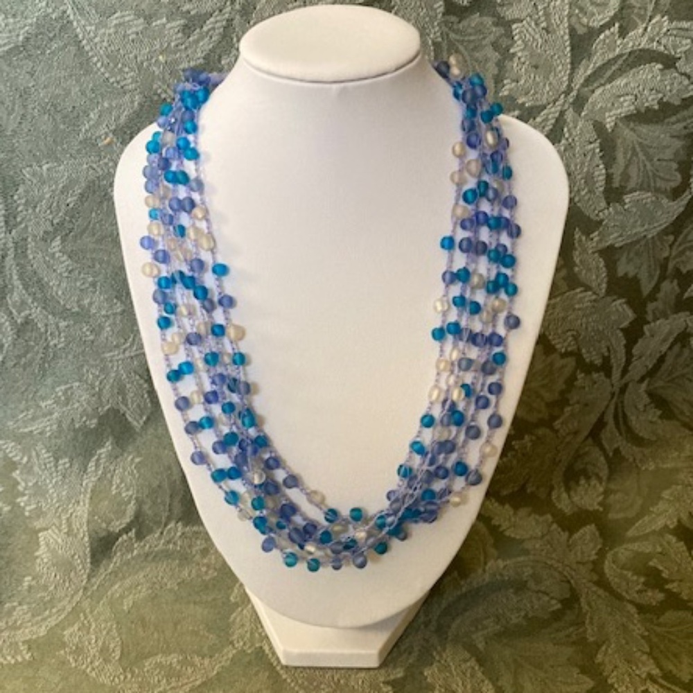 Multi Strand Blue Bead Necklace